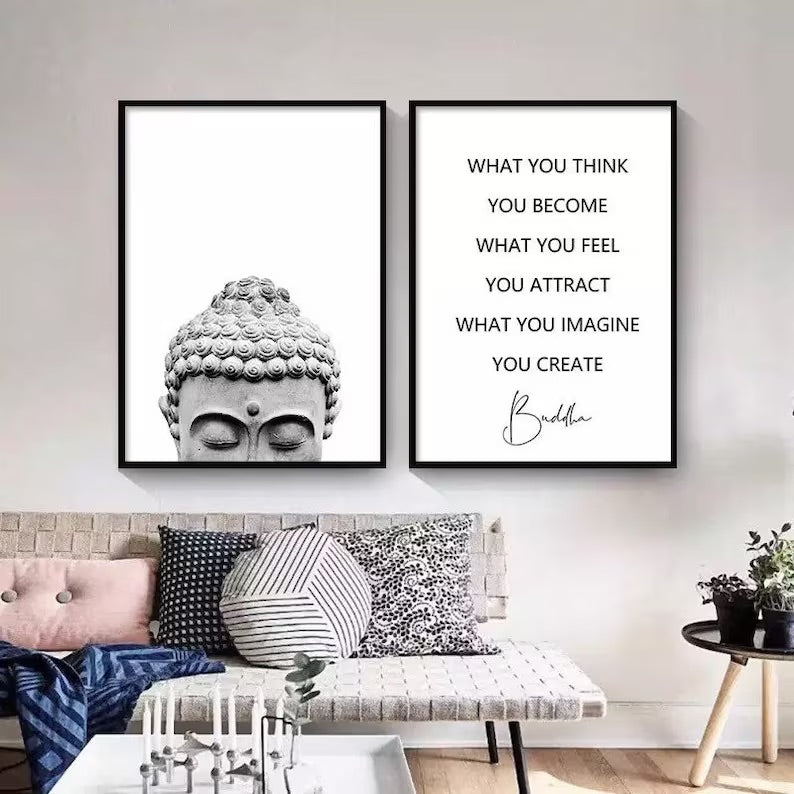 Buddha Wall Art | Buddha Canvas Print | Zen Wall Art | Zen Canvas Print | Wall Decor | Buddha Quotes | Wall Art Canvas | 2-Piece Set