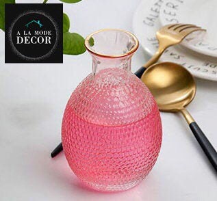 Japanese Carafe Set, Glass Decanter Set, Wine Decanter with Glasses, Gold Trim Cocktail Glasses, Carafe and Glass Set, Sake Set