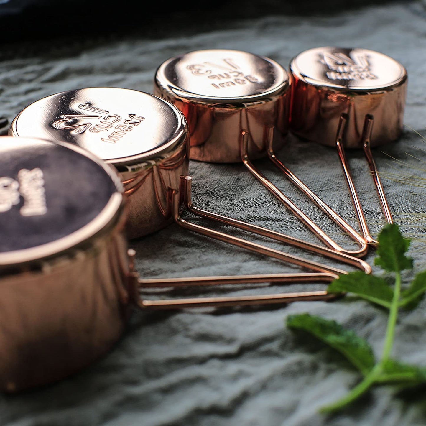 Rose Gold Measuring Cups and Spoons, Set of 8, Copper Measuring Cups, Measuring Spoons, Engraved, Stainless Steel, Unique Gifts For Her