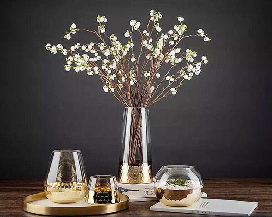 Luxe Gold Glass Vase, Bud Vase Set, Glass Vase, Vase Decor, Gold Vases, Bud Vases, Terrarium, Candle Holder, Vase Centerpiece, Wedding Decor