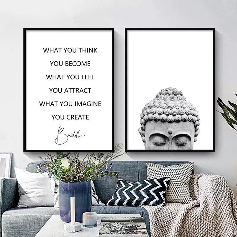 Buddha Wall Art | Buddha Canvas Print | Zen Wall Art | Zen Canvas Print | Wall Decor | Buddha Quotes | Wall Art Canvas | 2-Piece Set