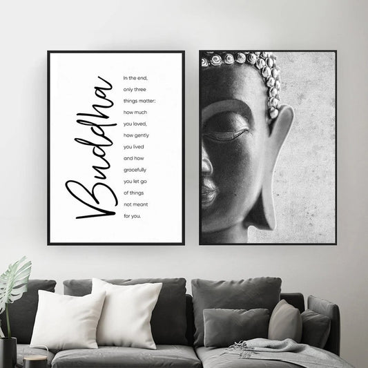 Buddha Wall Art | Buddhist Canvas Print | Zen Wall Art | Zen Canvas Print | Wall Decor | Buddha Quotes | Wall Art Canvas | 2-Piece Set