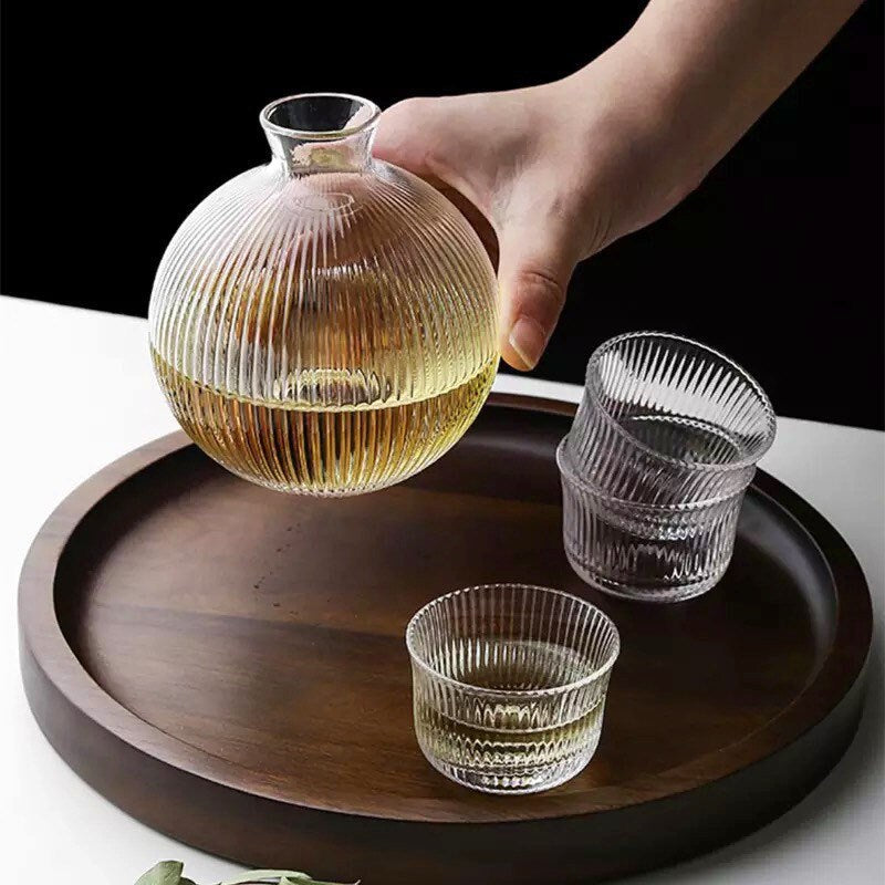 Japanese Sake Set | Wine Decanter | Carafe | Sake Decanter | Wine Decanter Set | Carafe Set | Barware | Champagne | Gold | Clear | Gold Rim