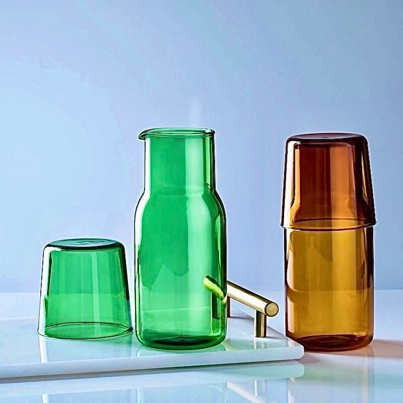 Green Bedside Carafe, Water Carafe, Carafe and Tumbler, Carafe and Glass Set, 2-Piece Set, 570ml, Gift Set