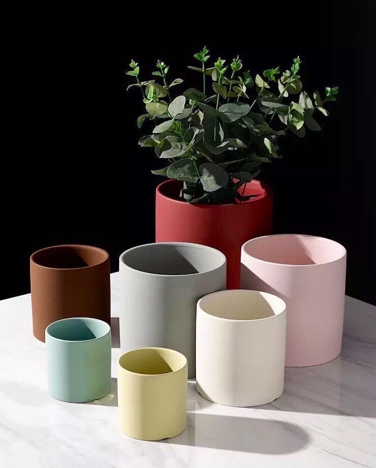 Modern Plant Pot with Drainage | Minimalist | Succulent Pot | Planter Pots | Indoor Planter | Drainage Tray | 16 Luxe Colors | 3 - 7 Inch