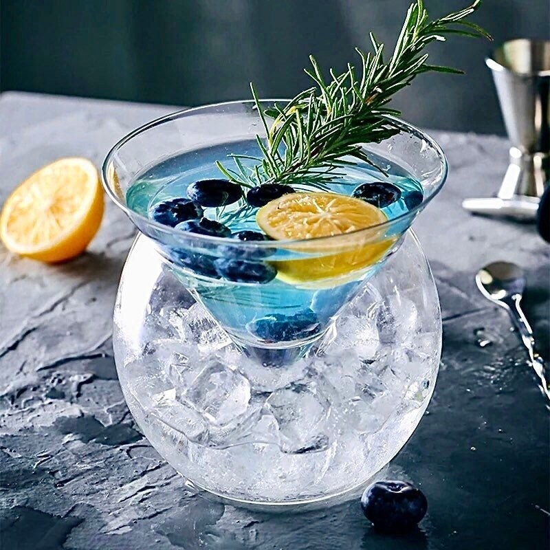 Stemless Martini Glasses, Luxe Martini Glass Set, Ice Bowl, Unique Cocktail Glasses, Barware, Gifts For Her, Mothers Day Gift