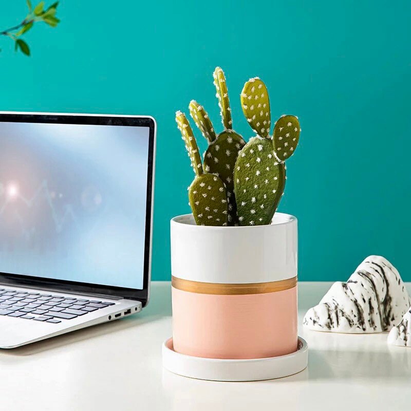 Unique Planter with Drainage | Planter Pot | Succulent Planter | Planter with Saucer | Drip Tray | 5 Colors | 6 Inch Planter