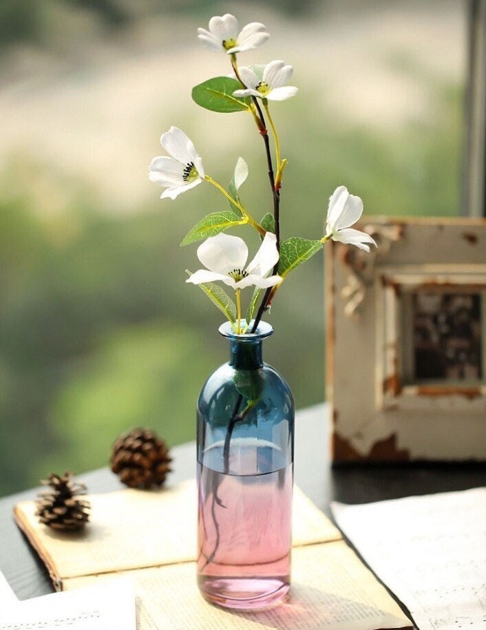 Minimalist Glass Bud Vases, Bud Vase Set, Wedding Decor, Ombré Glass Vases, Modern Vase Set, Amber, Blue, Pink, Green, Mother's Day Gift