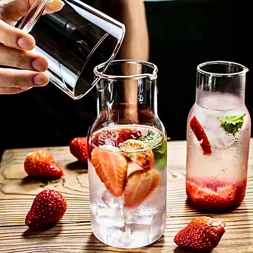 Retro Bedside Carafe, Carafe Set, Bedside Water Carafe, Tumbler, Carafe and Glass Set, 2-Piece Set, 400ml, 570ml, Gift Set
