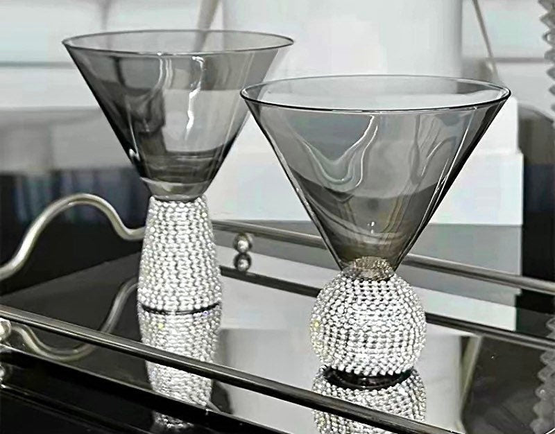 Bling Martini Glasses  Rhinestone Martini Glasses – Jersey Art Glass