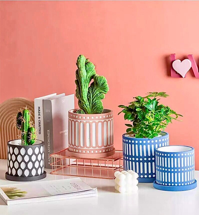 Color Pop Planter Pot with Drainage | Colorful Plant Pots | Indoor Planter | Drainage Tray | 3 Pastel Colors | 4 Inch | 6 Inch Planter