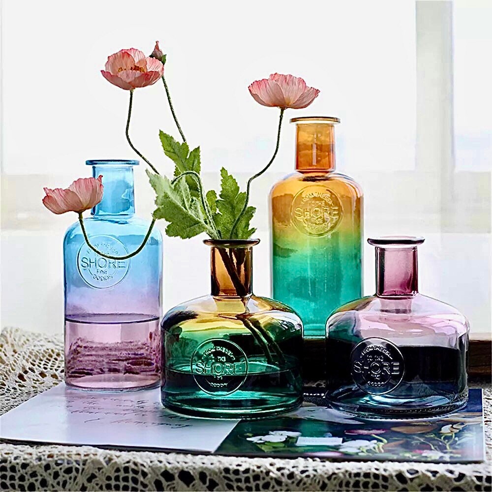 Minimalist Glass Bud Vase | Bud Vase Set | Stained Glass Vase | Vase Decor | Modern Vase Set | Glass Vase Set | Gradient | Wedding Decor