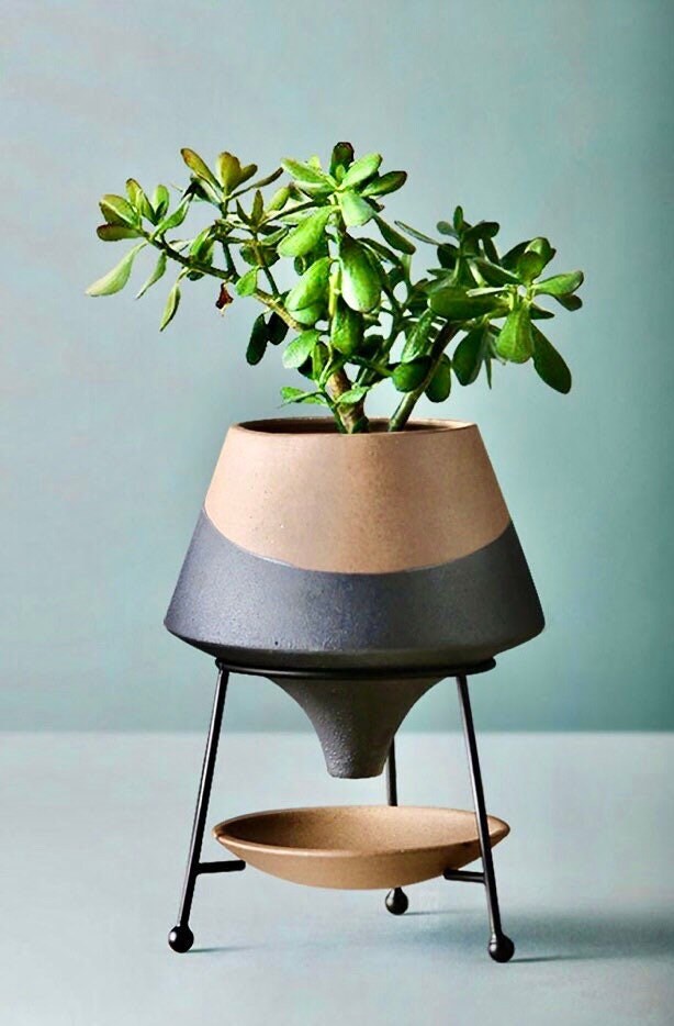 Planter Pot with Drainage, Plant Pot, Planter with Stand, Succulent Planter, Modern Planter, Drainage Tray, Saucer, 4 in, White, Black, Red