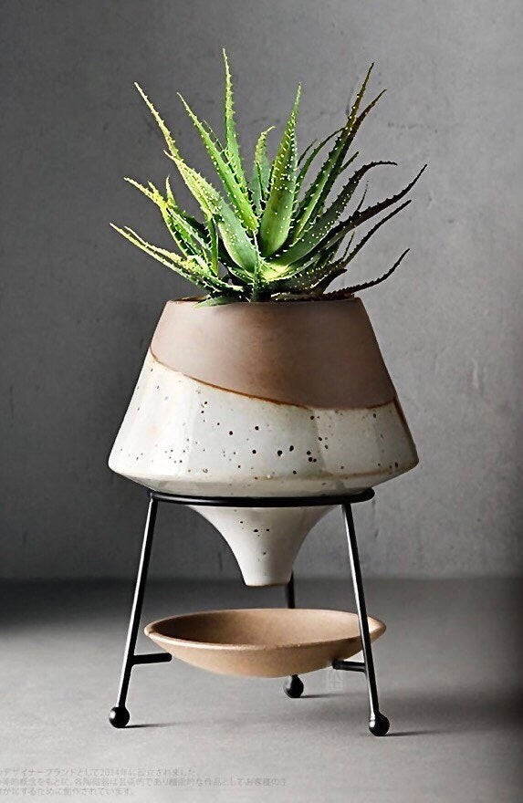 Planter Pot with Drainage, Plant Pot, Planter with Stand, Succulent Planter, Modern Planter, Drainage Tray, Saucer, 4 in, White, Black, Red