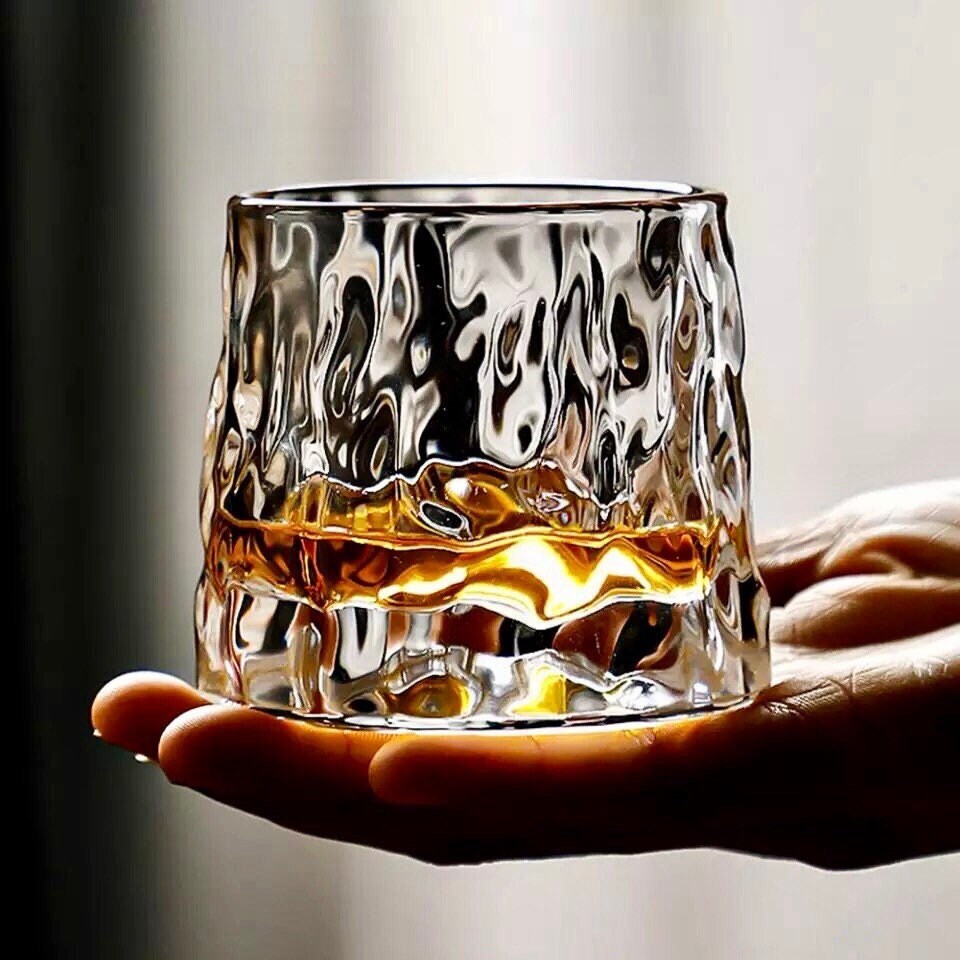 Checkered Whiskey Glasses, Spinning Whiskey Glass, Whiskey Rocks Glass, Cocktail Glasses, Scotch Glass, Barware Set, Gifts For Him