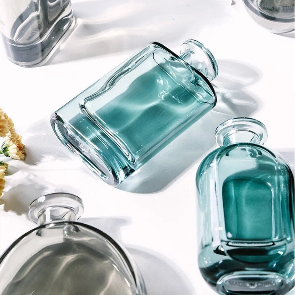 Minimalist Glass Bud Vases, Bud Vase Set, Amber Glass Vase, Vase Decor, Stained Glass Vases, Pink, Green, Cobalt Blue, Grey, Wedding Decor