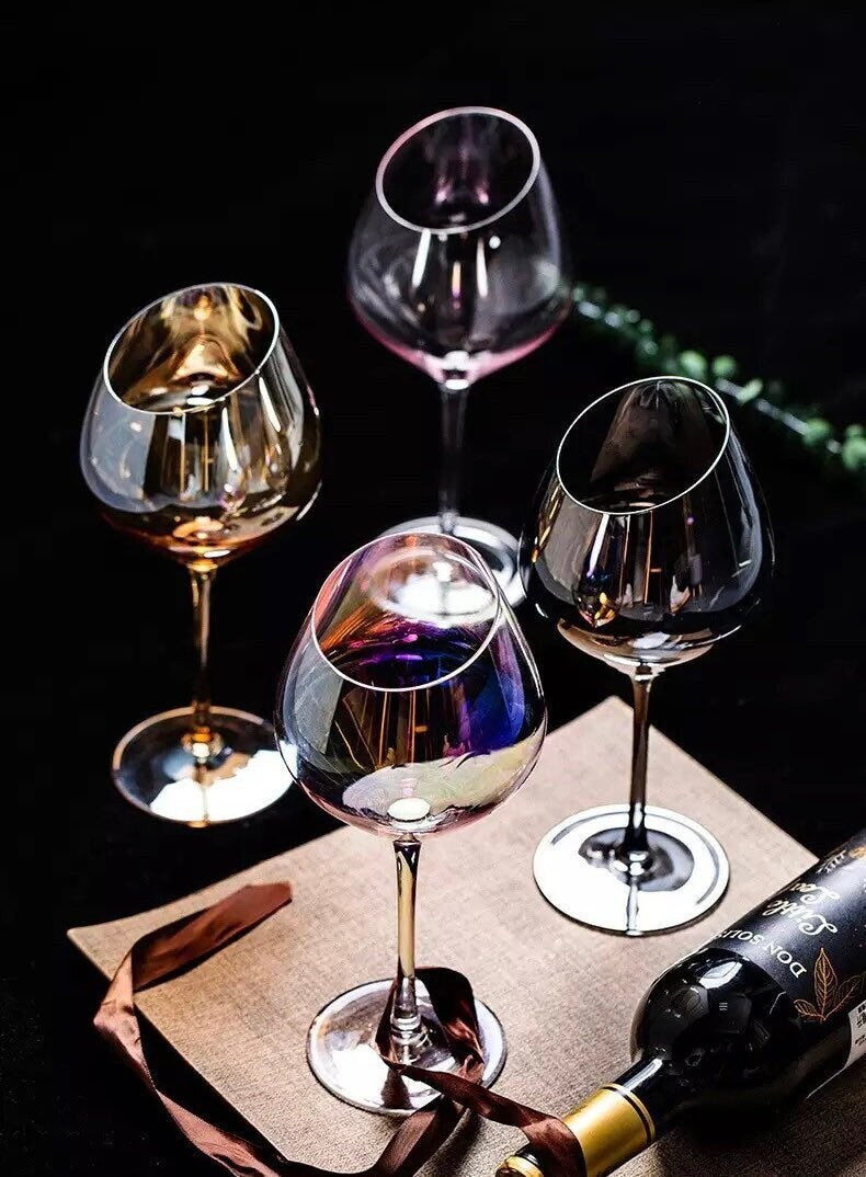 Amber Wine Glass, Rainbow Wine Glasses, Unique Wine Glasses, Barware Set, Unique, Cocktail Glasses, Gifts For Her, Wedding Gift, Christmas
