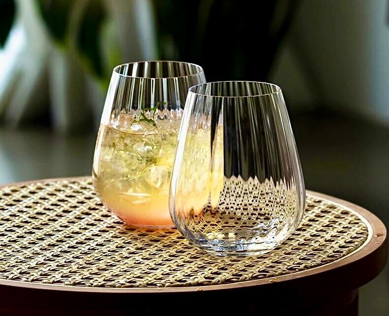 Rippled Cocktail Glasses, Ribbed Cocktail Glasses, Barware Glass Set, Vintage Cocktail Glass, Gift Set, 300ml, 500ml, Set of 4