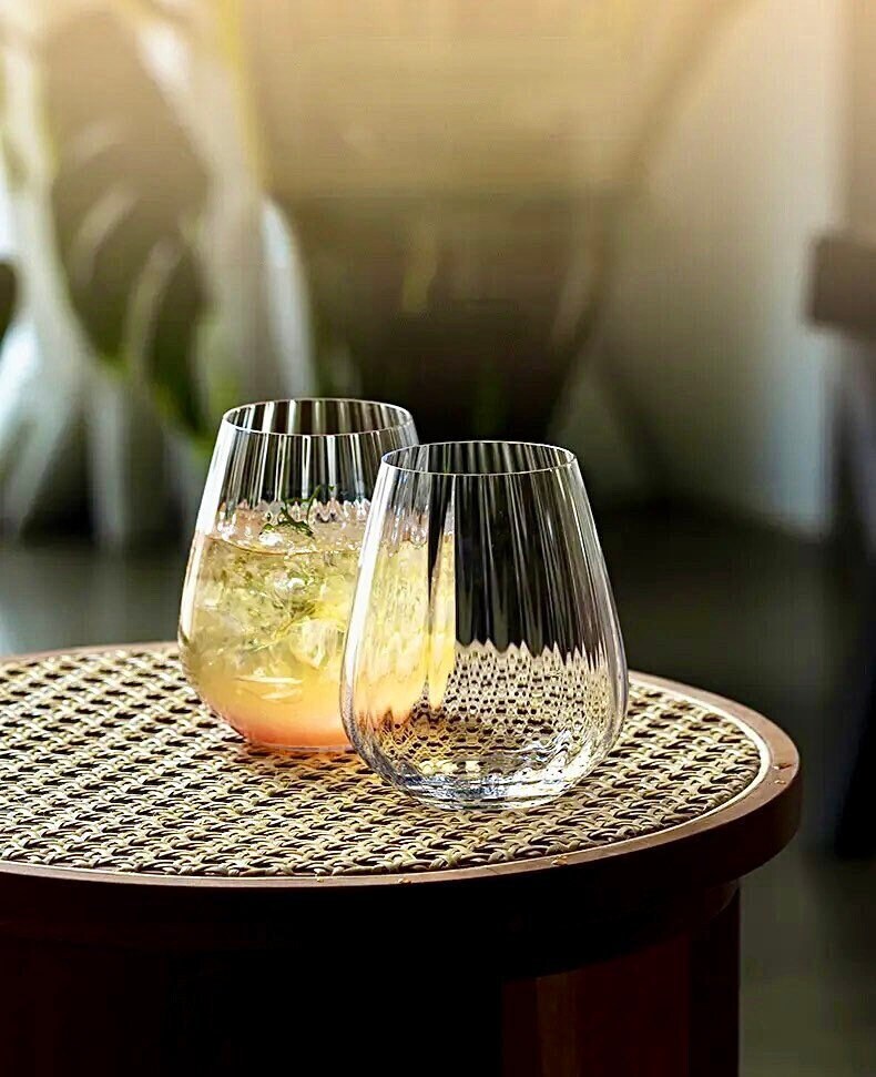 4/6pcs, Ribbed Glass Cups Set, 13oz Vintage Drinking Glassware Set, Premium  Glassware, Elegant Mixed Glassware Set, Origami Style Cocktail Glasses, Gr