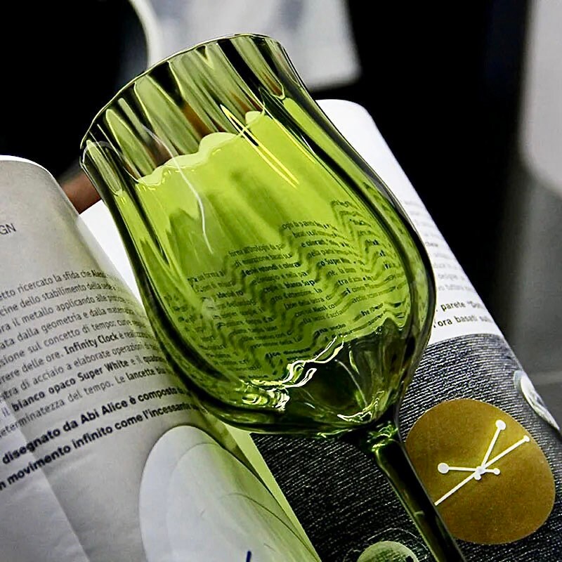 Rippled Coupe Glass, Olive Green Wine Glasses, Retro Style Barware, Vintage Style Wine Glass, Gifts For Her, Wedding, Anniversary
