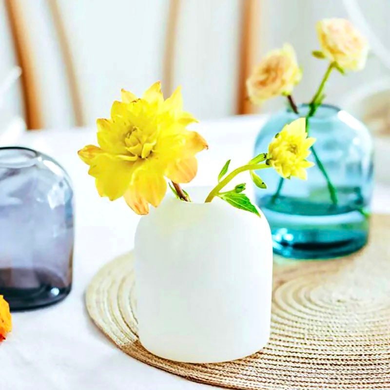 Minimalist Bud Vases | Green Bud Vases | Stained Glass Vase | Minimalist Vase Decor | Modern Vase Set | Mini Glass Vase | Wedding Decor