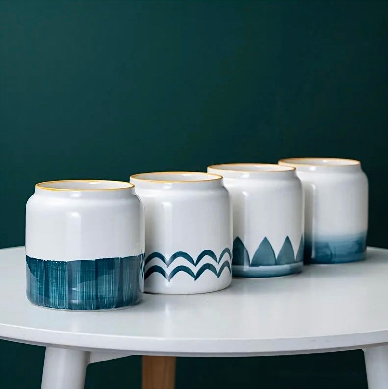 Marble Blue Plant Pot | Patterned Plant Pot | Planter Pots | Small Plant Pots | Indoor Planter | White and Blue Planter | 4 Inch | 5 In