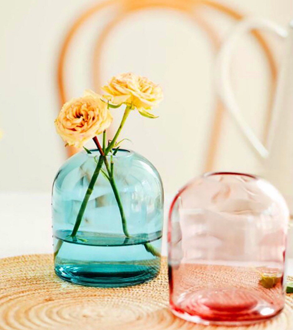 Minimalist Bud Vases | Green Bud Vases | Stained Glass Vase | Minimalist Vase Decor | Modern Vase Set | Mini Glass Vase | Wedding Decor