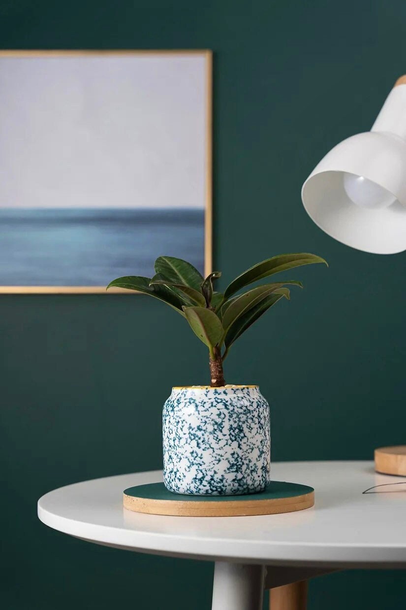 small marble plant pot Marble Plant Pot | Blue Flower Pot | White Planter Pots | Small Plant Pots | Indoor Planter | Drainage Hole