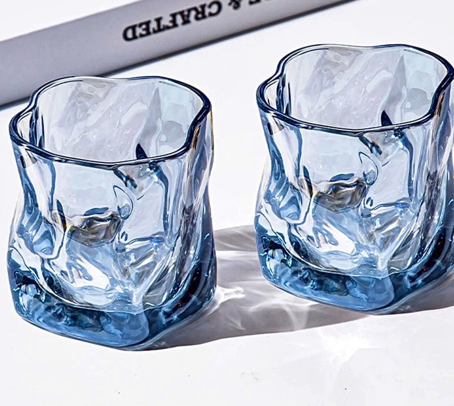 Turquoise Cocktail Glasses, Twisted Whiskey Glass Set, Green Cocktail Glass, Scotch Glasses, Unique Barware Set,