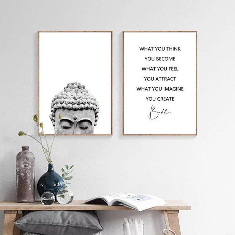 Buddha Wall Art | Buddha Canvas Print | Zen Wall Art | Zen Canvas Print | Wall Decor | Buddha Quotes | Wall Art Canvas | 2-Piece Set