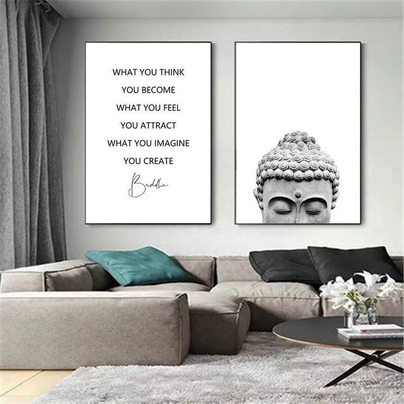 Buddha Wall Art | Buddha Canvas Print | Zen Wall Art | Zen Canvas Print | Wall Decor | Buddha Quotes | Wall Art Canvas | 2-Piece Set