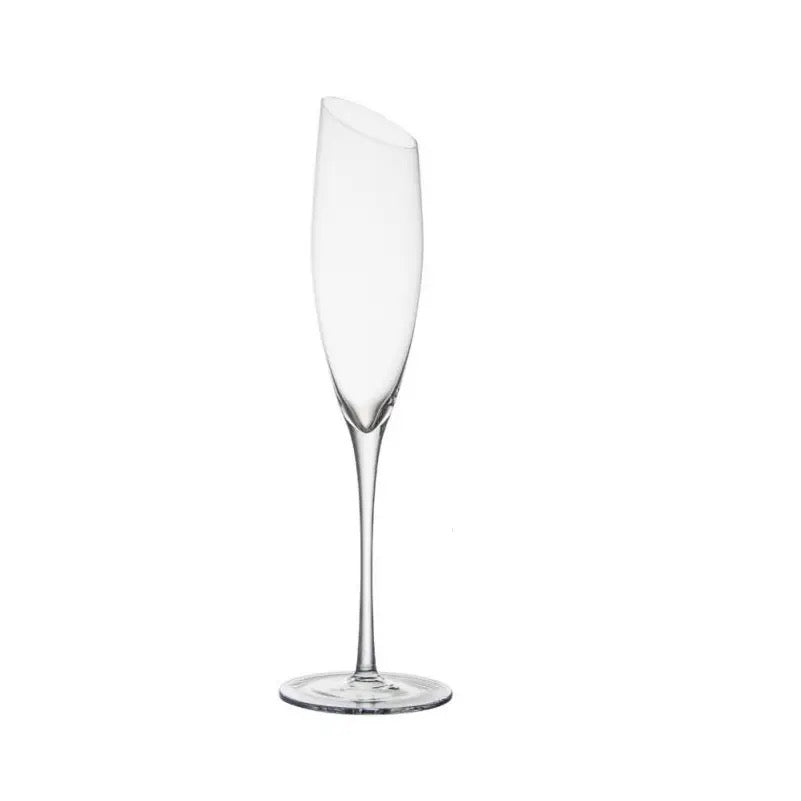 Clear Slanted Wine Glass, Minimalist Wine Glasses, Clear Wine Glass Set, Barware Set, Champagne Glasses, Gifts For Her, Gifts For Him