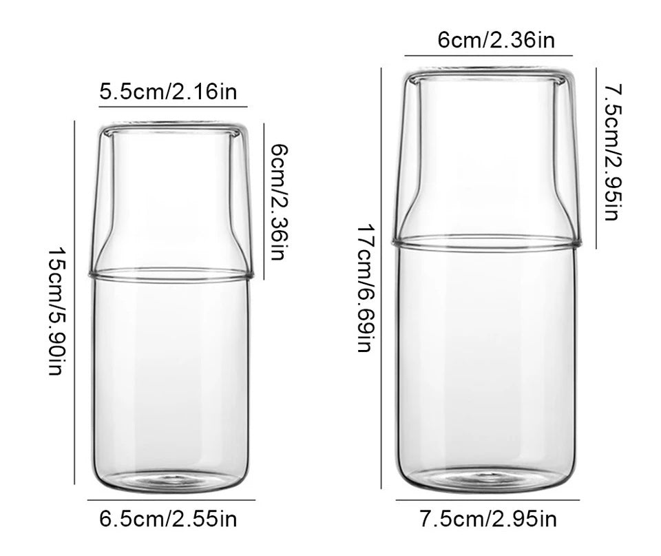 Bedside Carafe, Carafe Set, Bedside Water Carafe, Tumbler, Carafe and Glass Set, 2-Piece Set, 400ml, 570ml, Gift Set