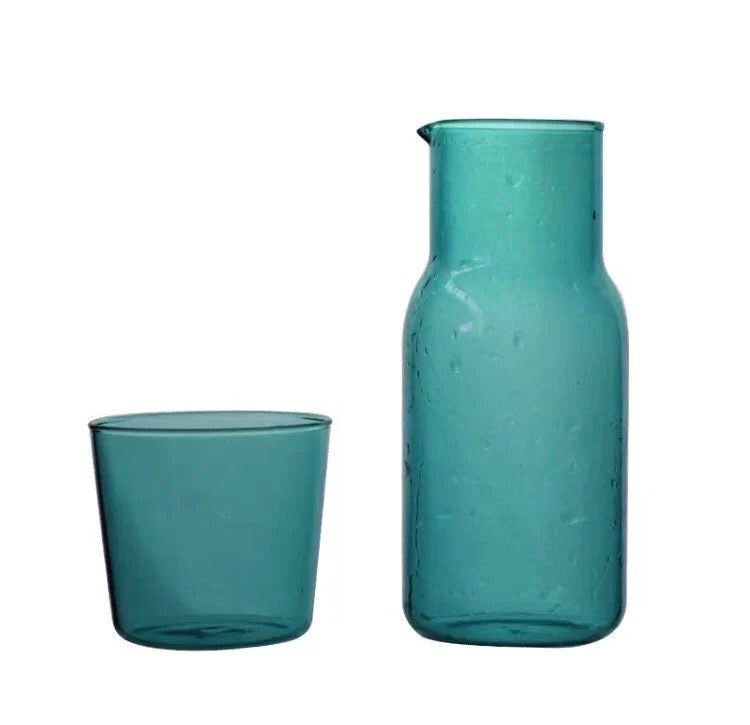 Green Bedside Carafe, Water Carafe, Carafe and Tumbler, Carafe and Glass Set, 2-Piece Set, 570ml, Gift Set