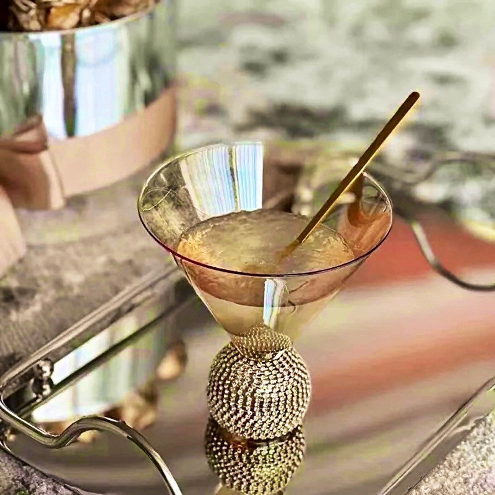 Gemello Stemless Martini Glasses Set Of 2 Gold Stemless Cocktail