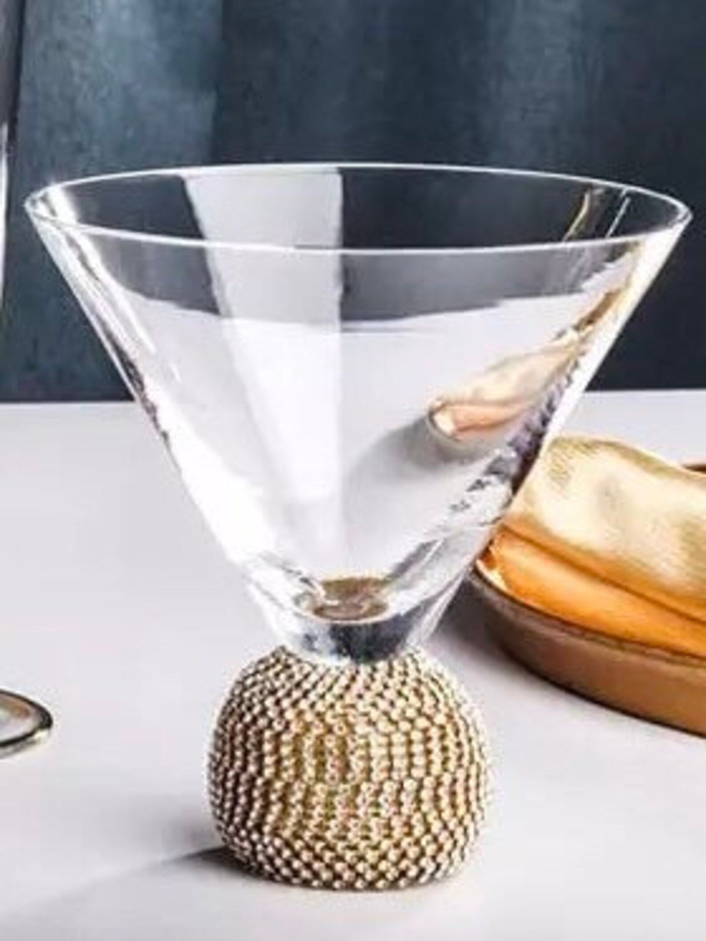 Amber Cocktail Glass, Jewelled Martini Glass, Rhinestone Stem, Unique Barware Glass, Gifts for Her