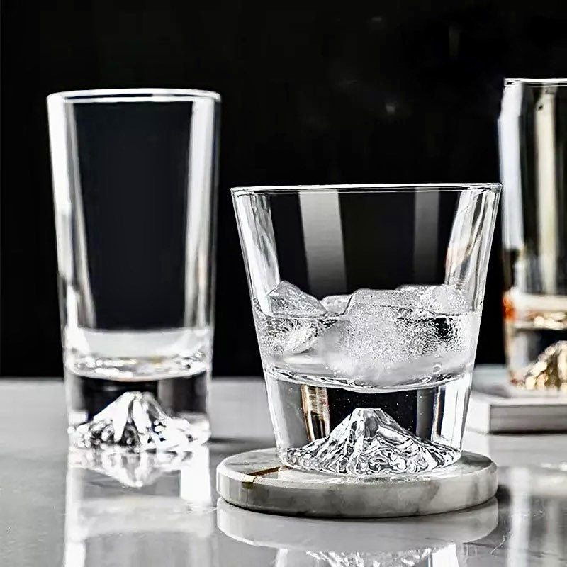 Gold Mountain Whiskey Glass, Whiskey Glass Set, Unique Rocks Whiskey Glass, Whiskey Glasses, Barware Set, Gifts For Him, 300ml