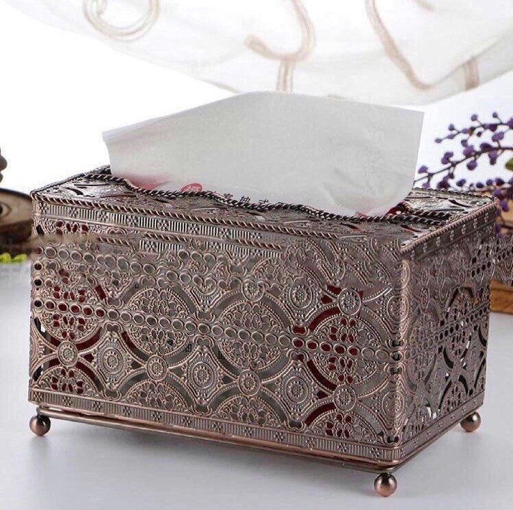 Silver Tissue Box Cover, Decorative Tissue Box Holder, Polished Stainless Steel, Silver, Gold, Bronze Finish, Glam Decor