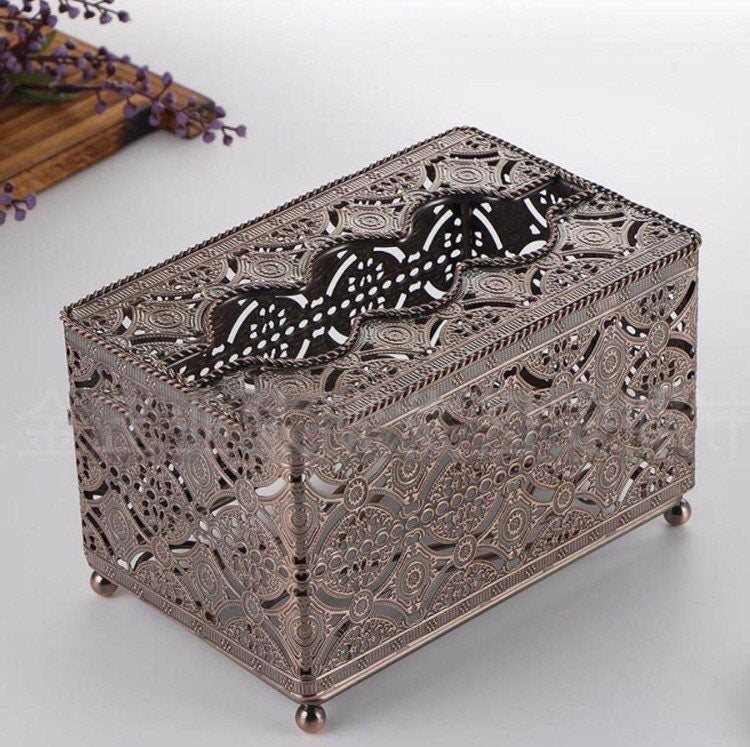 Bronze Tissue Box Cover, Decorative Tissue Box Holder, Polished Stainless Steel, Bronze, Silver, Gold Finish, Holiday Decor