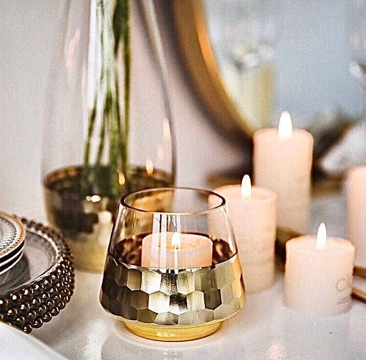 Luxe Gold Glass Vase, Bud Vase Set, Glass Vase, Vase Decor, Gold Vases, Bud Vases, Terrarium, Candle Holder, Vase Centerpiece, Wedding Decor