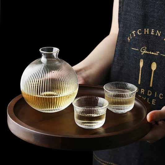 Japanese Sake Set | Wine Decanter | Carafe | Sake Decanter | Wine Decanter Set | Carafe Set | Barware | Champagne | Gold | Clear | Gold Rim