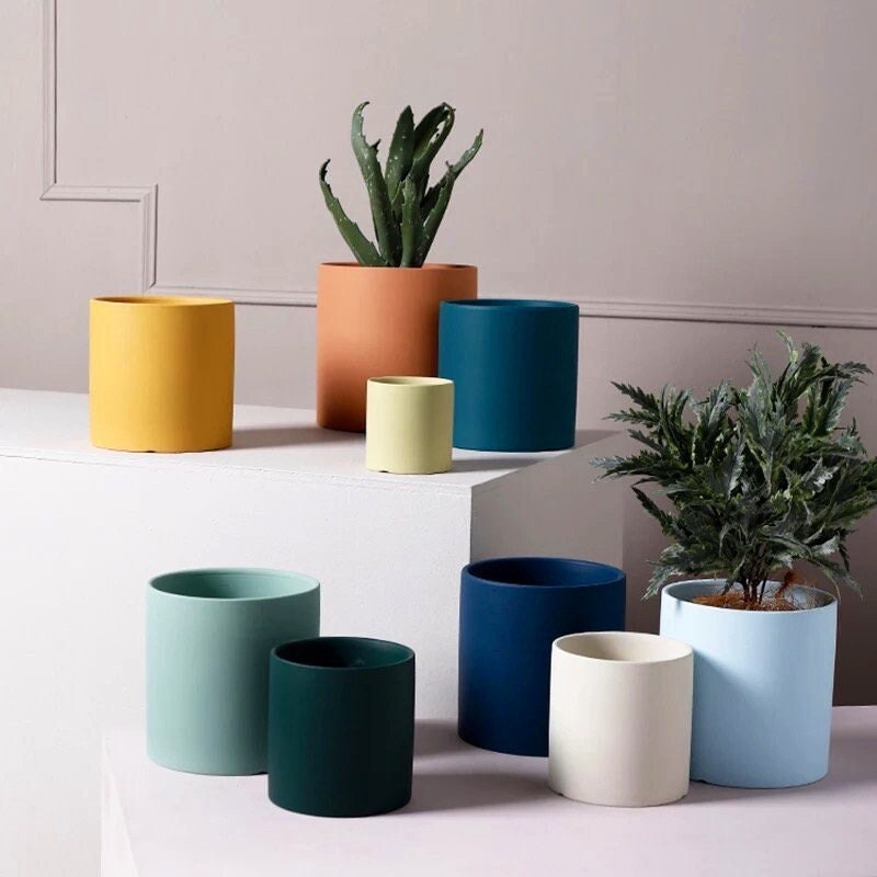 Modern Plant Pot with Drainage | Minimalist | Succulent Pot | Planter Pots | Indoor Planter | Drainage Tray | 16 Luxe Colors | 3 - 7 Inch