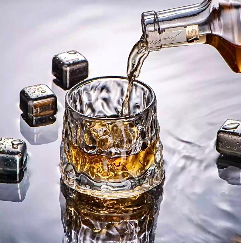 Hammered Whiskey Glass, Spinning Whiskey Glasses, Whiskey Glass Set, Scotch Glasses, Rotating, Scotch Glass, Barware Set, Gifts For Her, Vintage Style