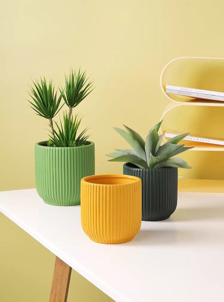 Earth Planter Pot with Drainage | Ripple Plant Pot | Planter Pots | Indoor Planter | Drainage Tray | 14 Earth Colors | 4 Inch | 5 Inch