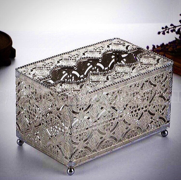 Gold Tissue Box Cover, Decorative Tissue Box Holder, Polished Stainless Steel, Gold, Silver, Bronze Finish, Holiday Decor