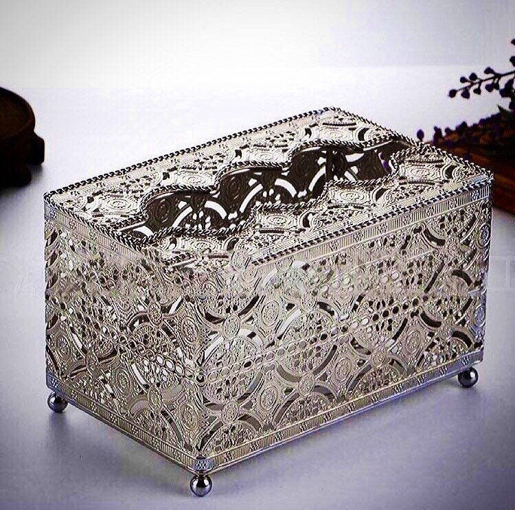 Bronze Tissue Box Cover, Decorative Tissue Box Holder, Polished Stainless Steel, Bronze, Silver, Gold Finish, Holiday Decor