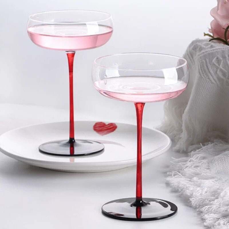 Red Coupe Cocktail Glass, Unique Cocktail Glasses, Red Cocktail Glass, Barware Set, Unique Barware, Gifts For Her, Wedding, Christmas