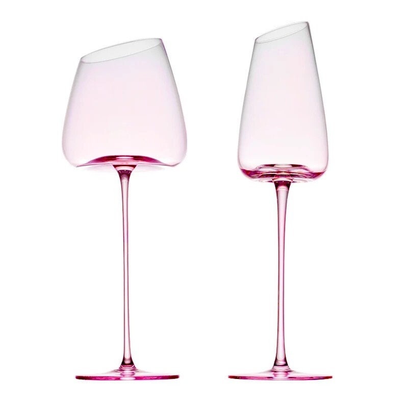 Unique Wine Glass, Pink Wine Glasses, Red Bottom Wine Glass, Barware Set, Unique, Cocktail Glasses, Gifts For Her, Wedding Gift, Christmas