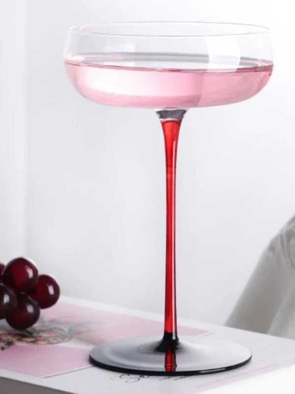 Red Coupe Cocktail Glass, Unique Cocktail Glasses, Red Cocktail Glass, Barware Set, Unique Barware, Gifts For Her, Wedding, Christmas