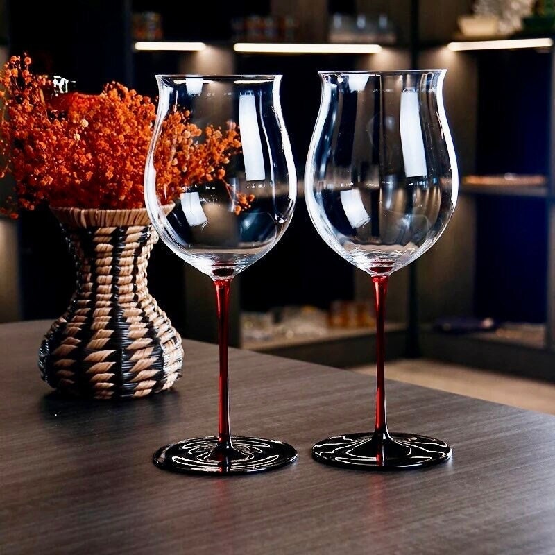 Gradient Red Wine Glass, Red Bottom Glass, Barware Set, Unique, Flared Rim Wine Glasses, Gifts For Her, Wedding Gift, Mother’s Day